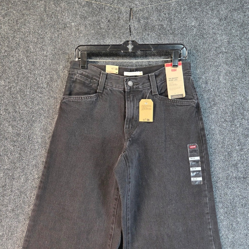 Levi's 94 Baggy Jeans Women's 28x31 Black Wide Leg High Rise 100% Cotton NWT - Picture 4 of 13
